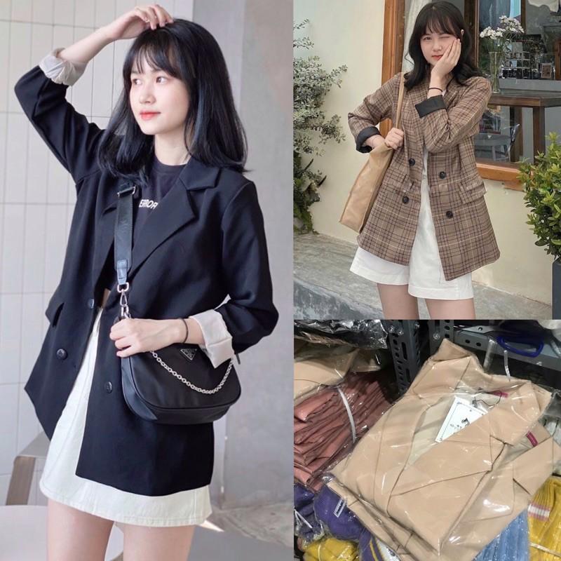 Áo Blazer 2 lớp 4 cúc mẫu mới Áo Blazer nữ khoác ngoài