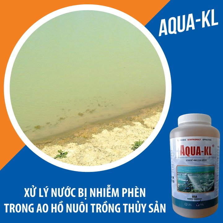 AQUA-KL - Vi sinh HẠ PHÈN, KHỬ KIM LOẠI NẶNG trong ao nuôi thủy sản - Chai 1 lít