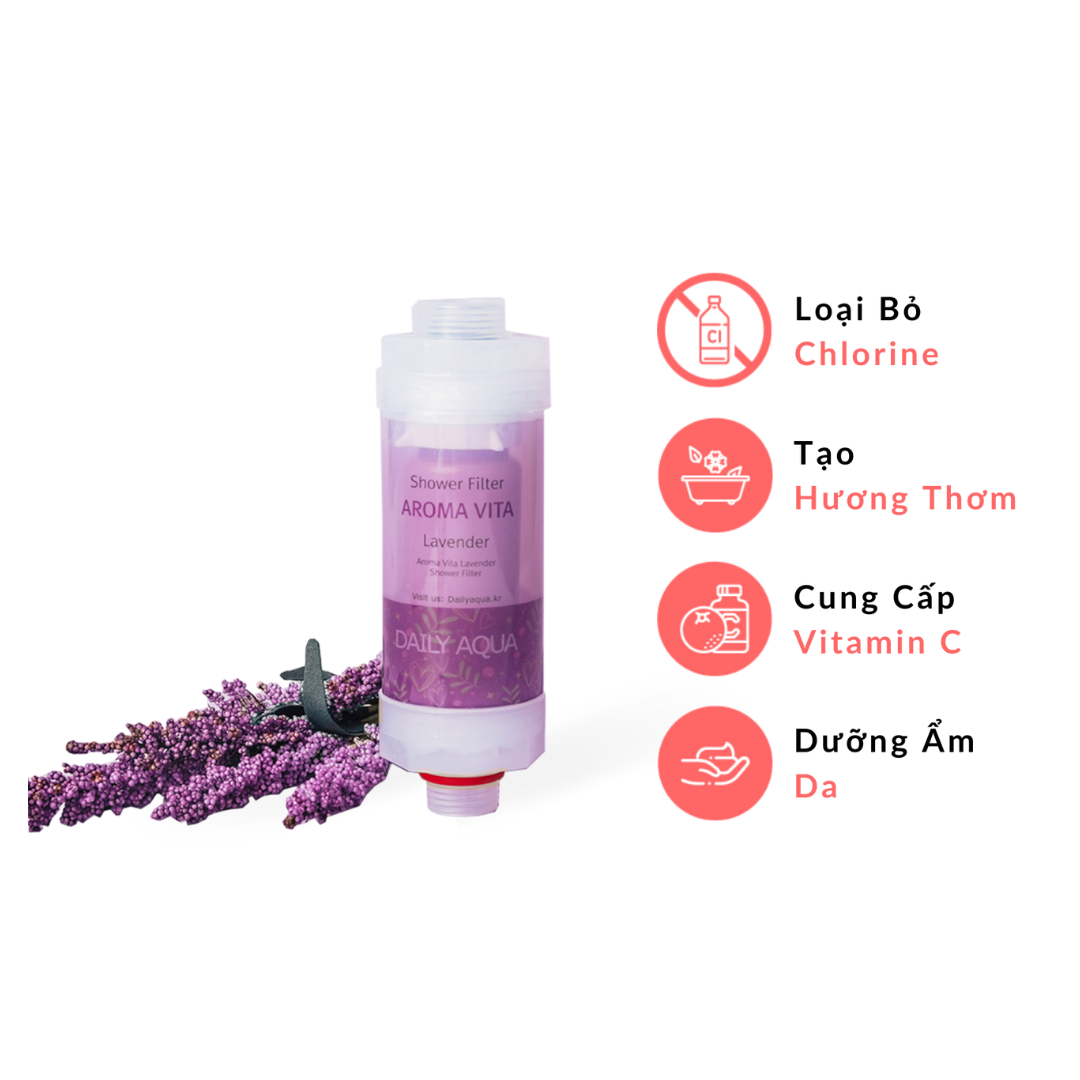 Đầu Lọc Nước Tại Vòi Sen Vitamin Tạo Hương Daily Aqua, Cung Cấp Sữa Và Vitamin Cho Cơ Thể - Hương Lavender