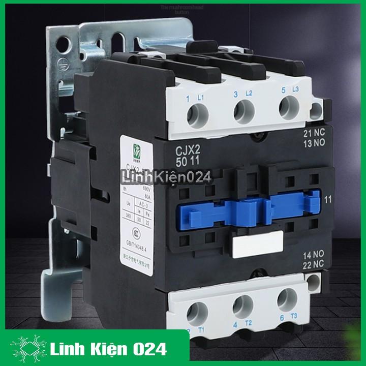 Khởi động từ CJX2-5011 380v 50a thường đóng NC và mở NO vỏ chống cháy, công suất lớn