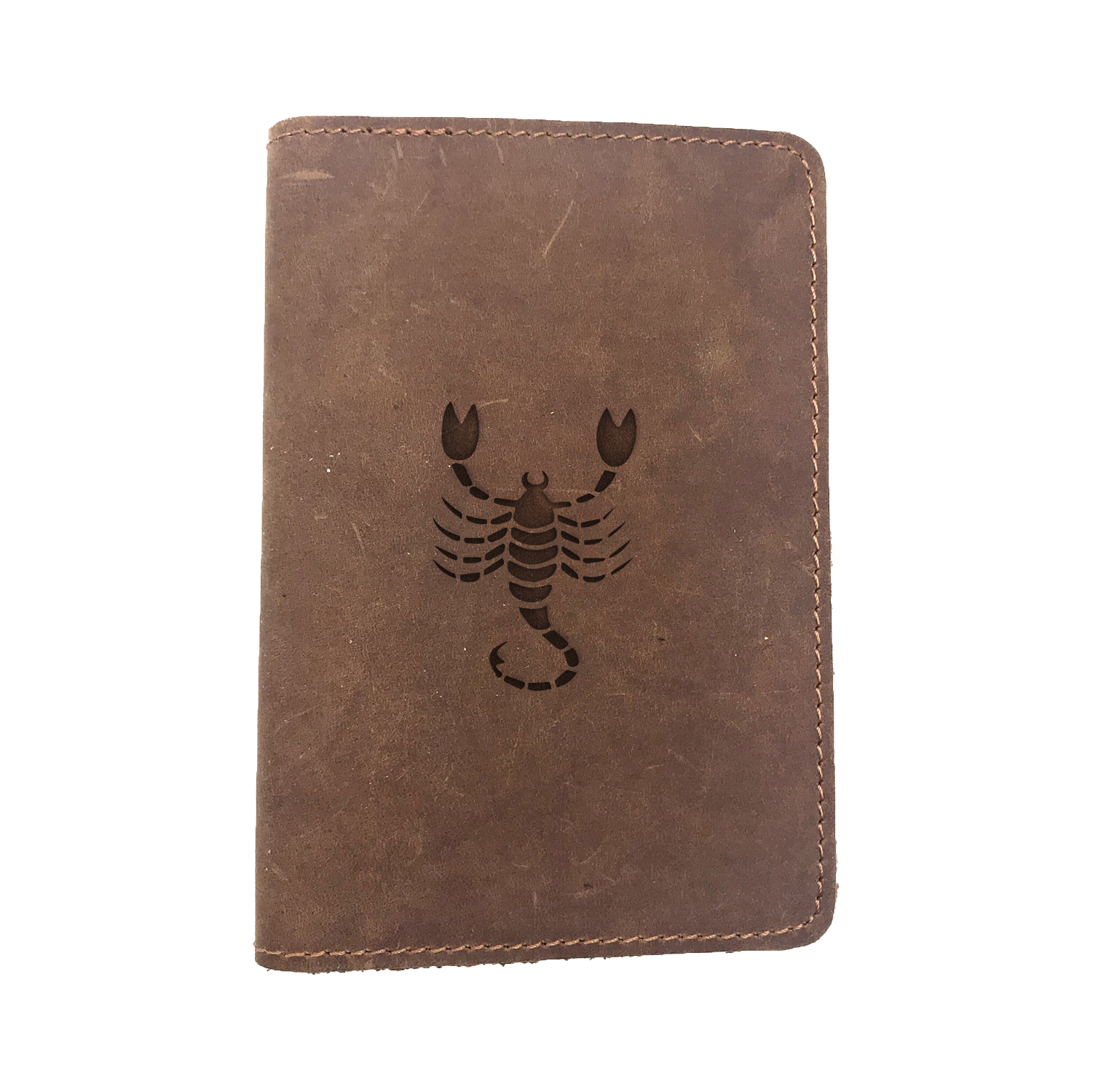 Passport Cover Bao Da Hộ Chiếu Da Sáp Khắc Hình Bọ cạp SCORPIO (BROWN)