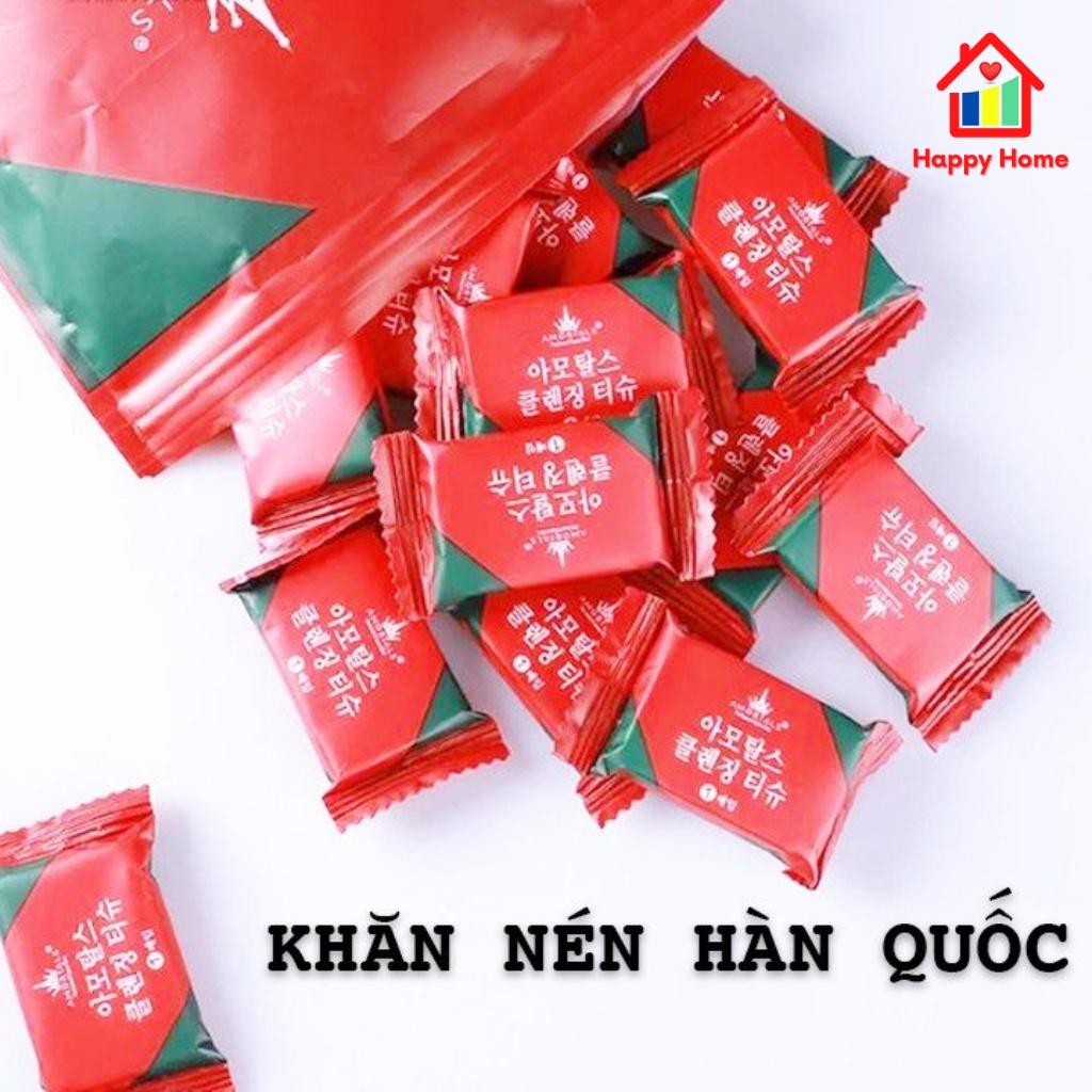 Khăn giấy nén Hàn Quốc loại dày, cao cấp đi du lịch, công tác tiện dụng Happy Home