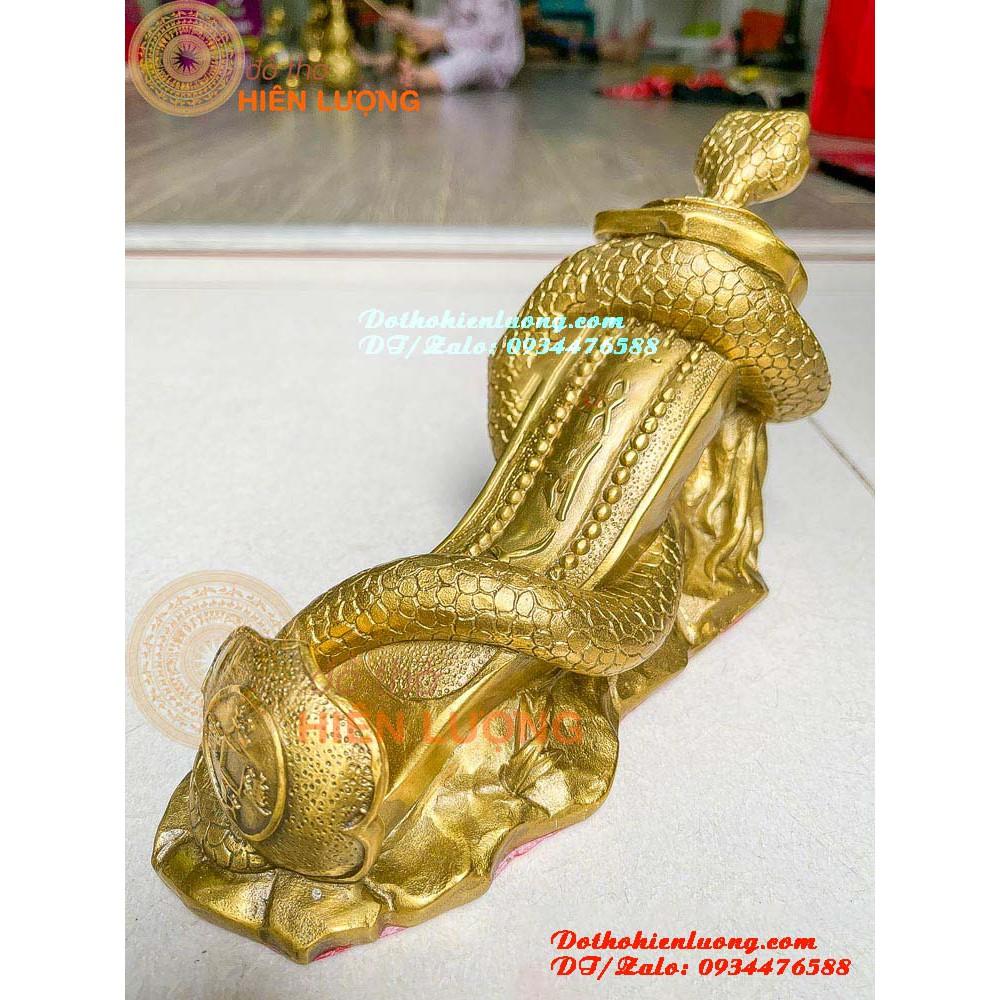 Tượng Rắn Cuốn Gậy Như Ý Bằng Đồng Thau Nguyên Chất Dài 25cm Đẹp Tinh Xảo