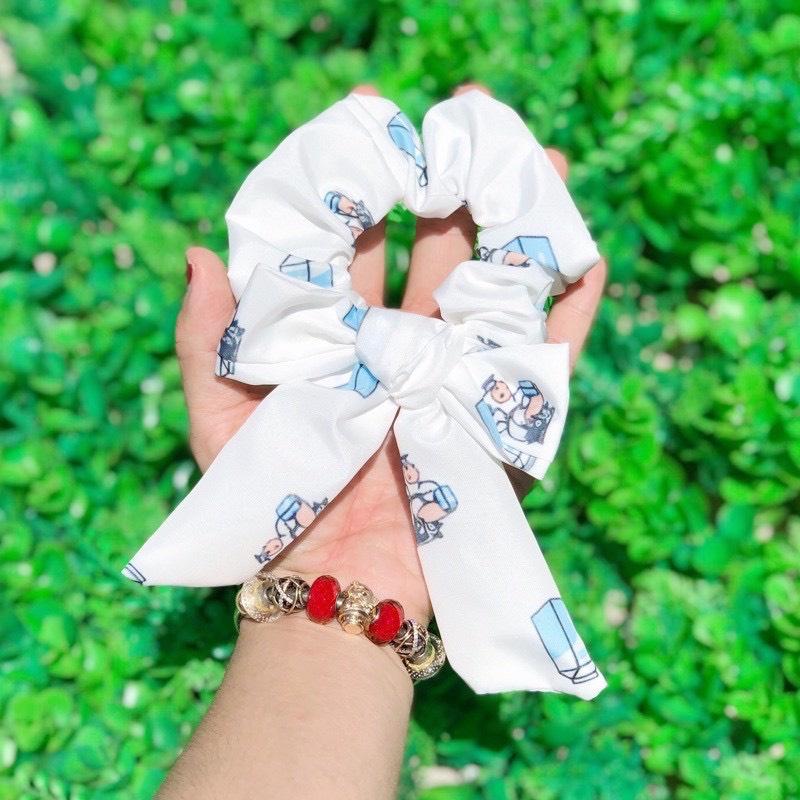 Dây Buộc Tóc Cột Tóc Scrunchies Nơ Hoạ Tiết Hoạt Hình Trái Cây Cute N12