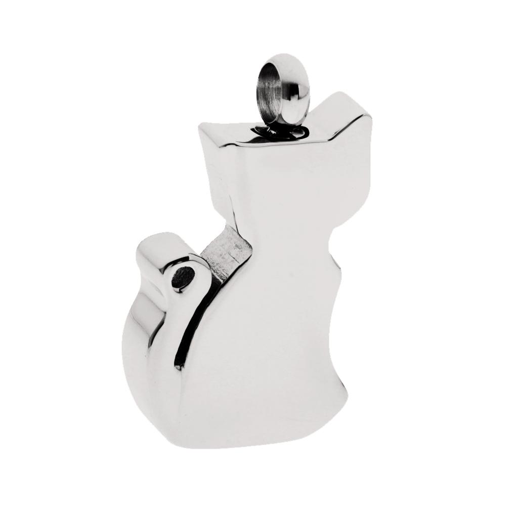 Silver Cat Shape Pendant Cremation Jewelry Keepsake Memorial Urn Ash Holder