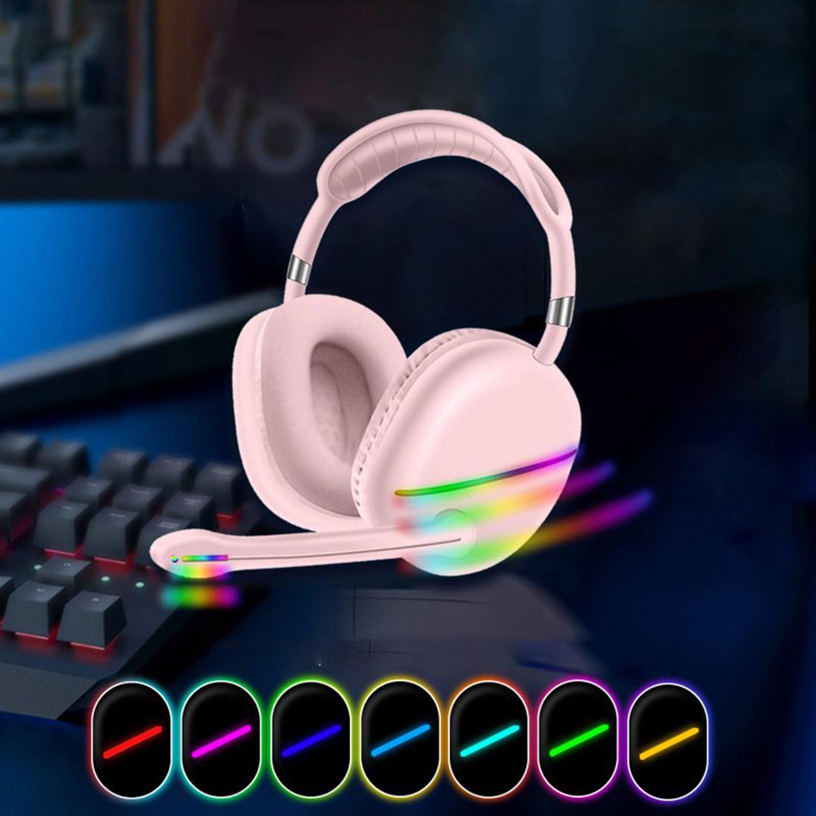 2 Bluetooth 5.1 Headphones with Microphone, RGB Lights, HiFi Low Latency Computer