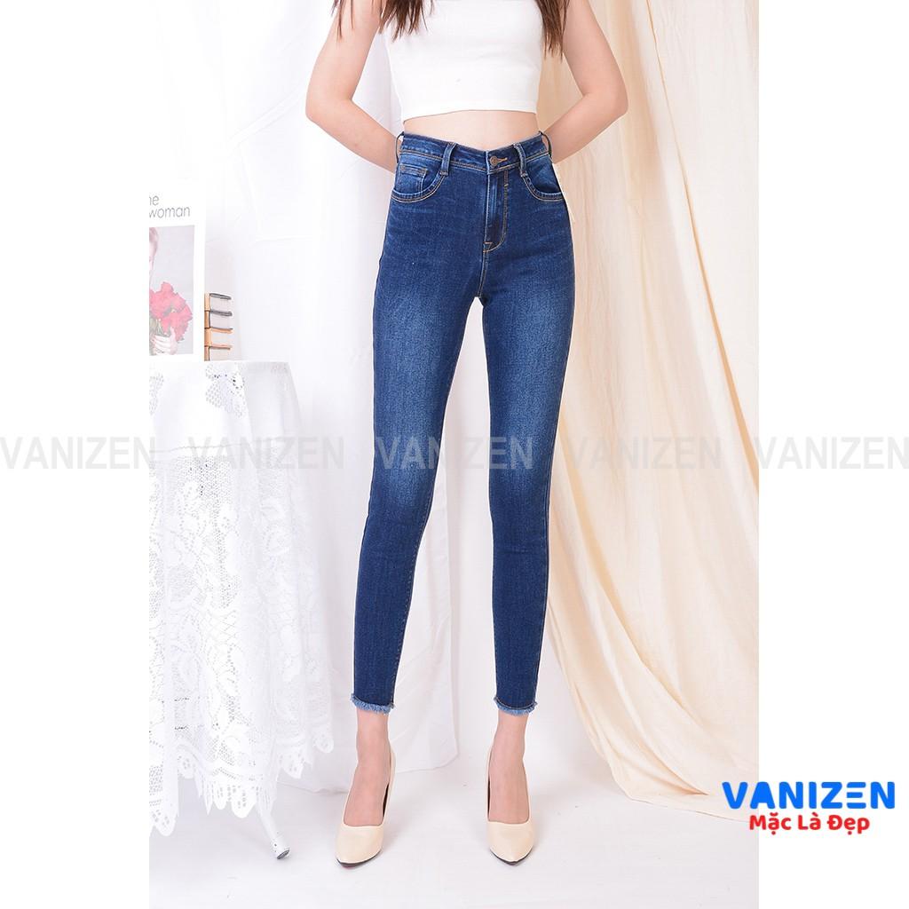 Quần jean nữ lưng cao siêu co giãn VANIZEN SHOP️ Quần bò cạp cao basic skinny mã 465