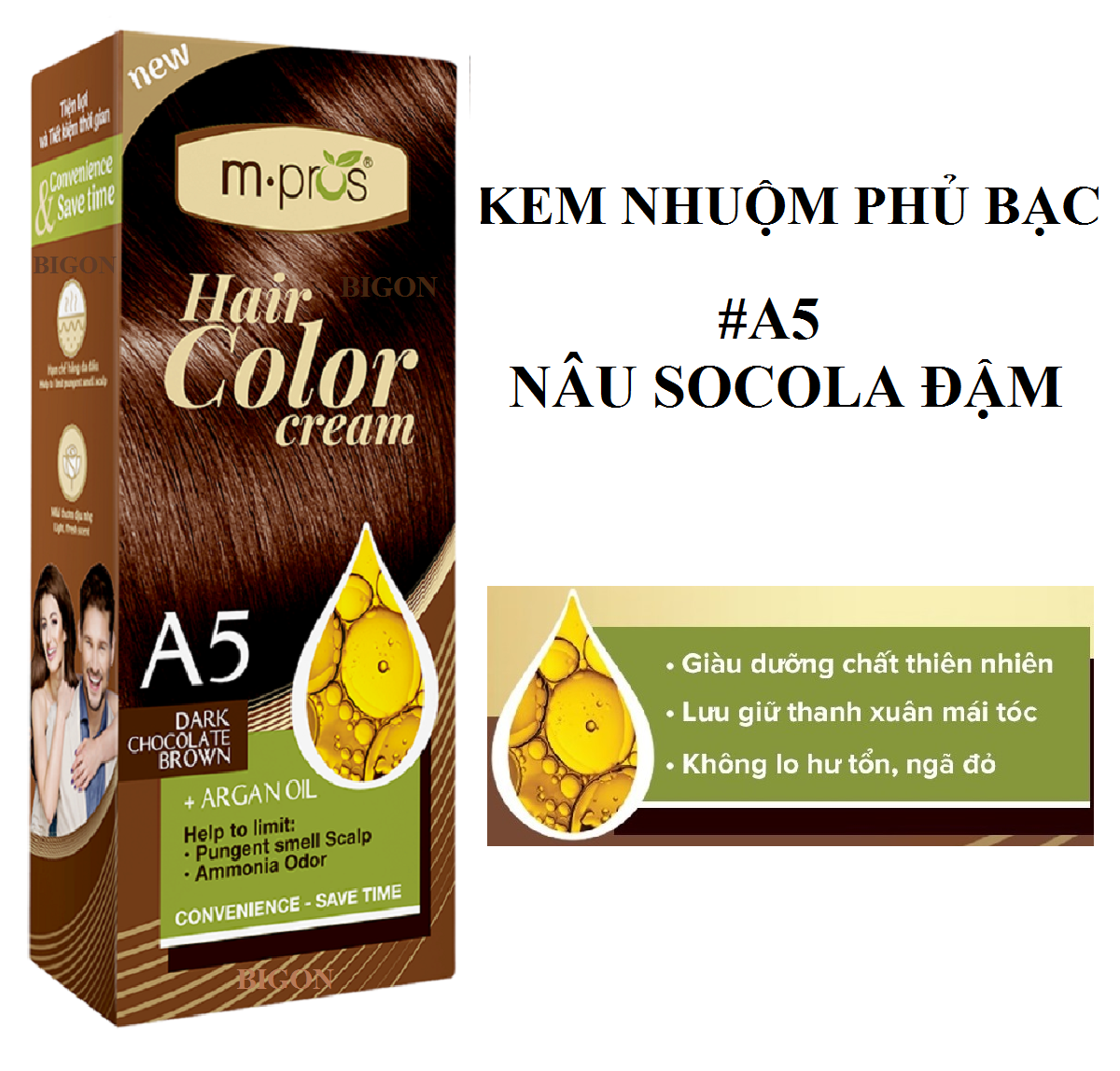 Kem Nhuộm Phủ Bạc M.Pros A5 Dark Chocolate Brown - Nâu Socola Đậm