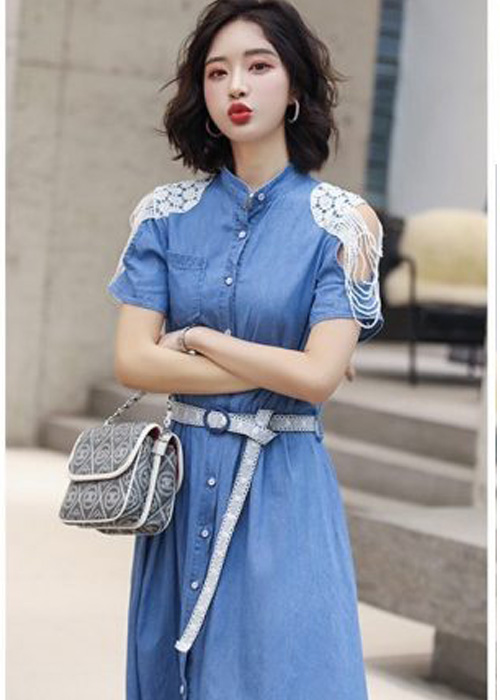 ĐẦM JEAN VAI PHỐI REN NỮ TÍNH D791