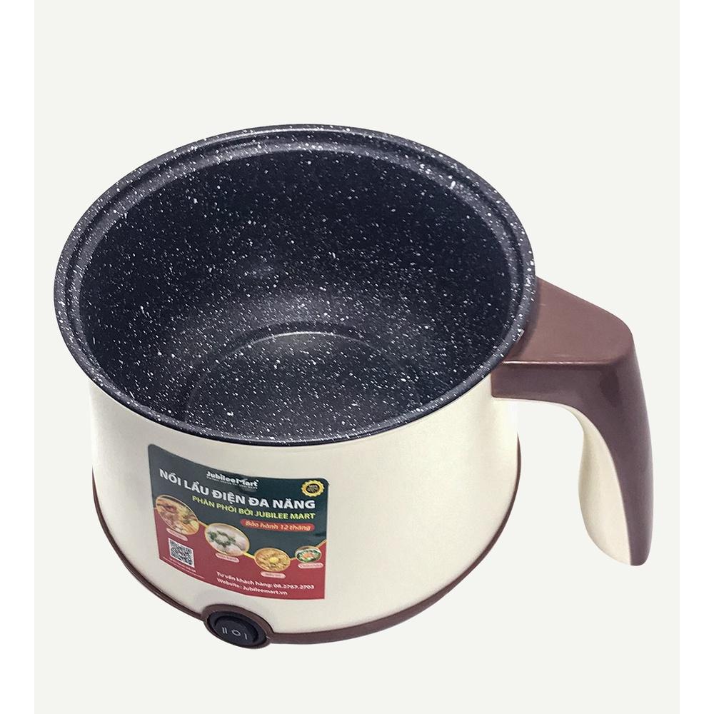 Nồi Lẩu điện Mini lòng nồi vân đá - Nồi Lẩu Điện 2 Nấc Nhiệt, Có Tay Cầm 1.8L, kèm xửng hấp
