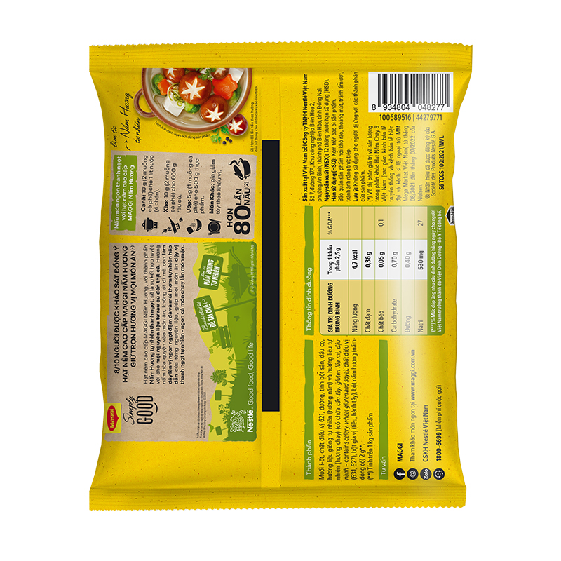 [Tặng Nước tương Maggi Thanh dịu 100ml] Hạt nêm cao cấp MAGGI Nấm Hương gói 450g