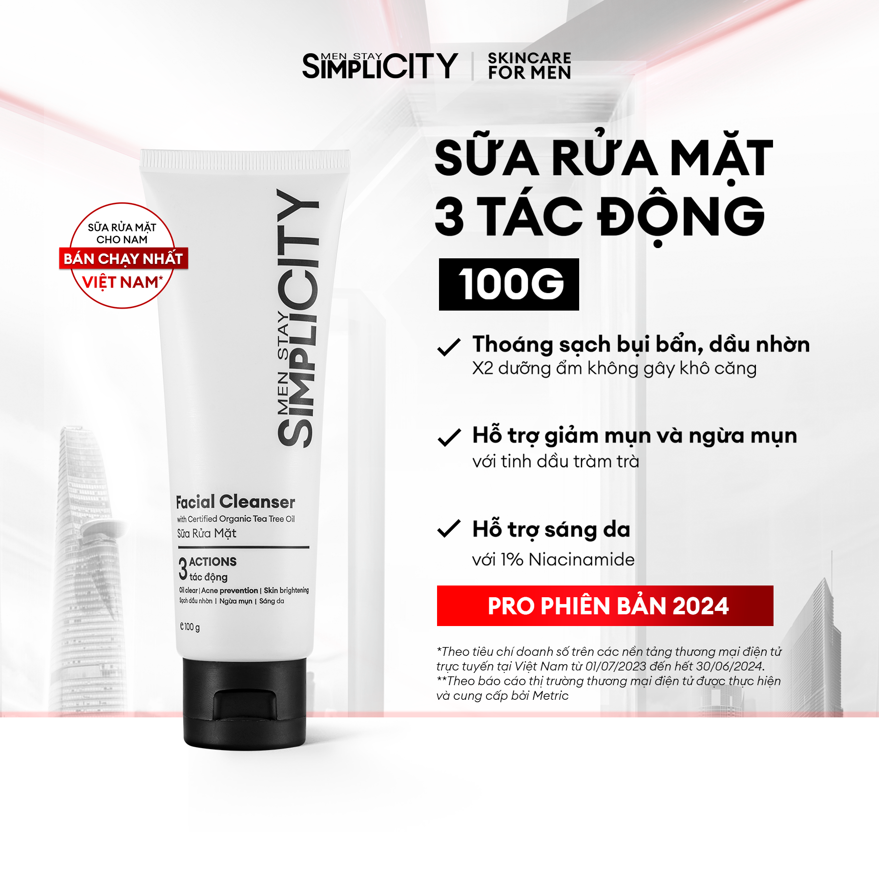 Sữa Rửa Mặt Dưỡng Ẩm Facial Cleanser Men Stay Simplicity