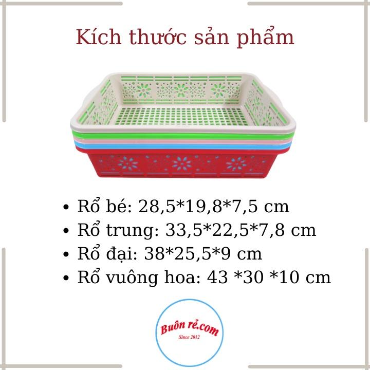 Rổ vuông hoa Việt Nhật 4 size (34055/34056/34057), Khay chữ nhật đựng rau củ, đồ dùng học tập, văn phòng phẩm -Br 01621