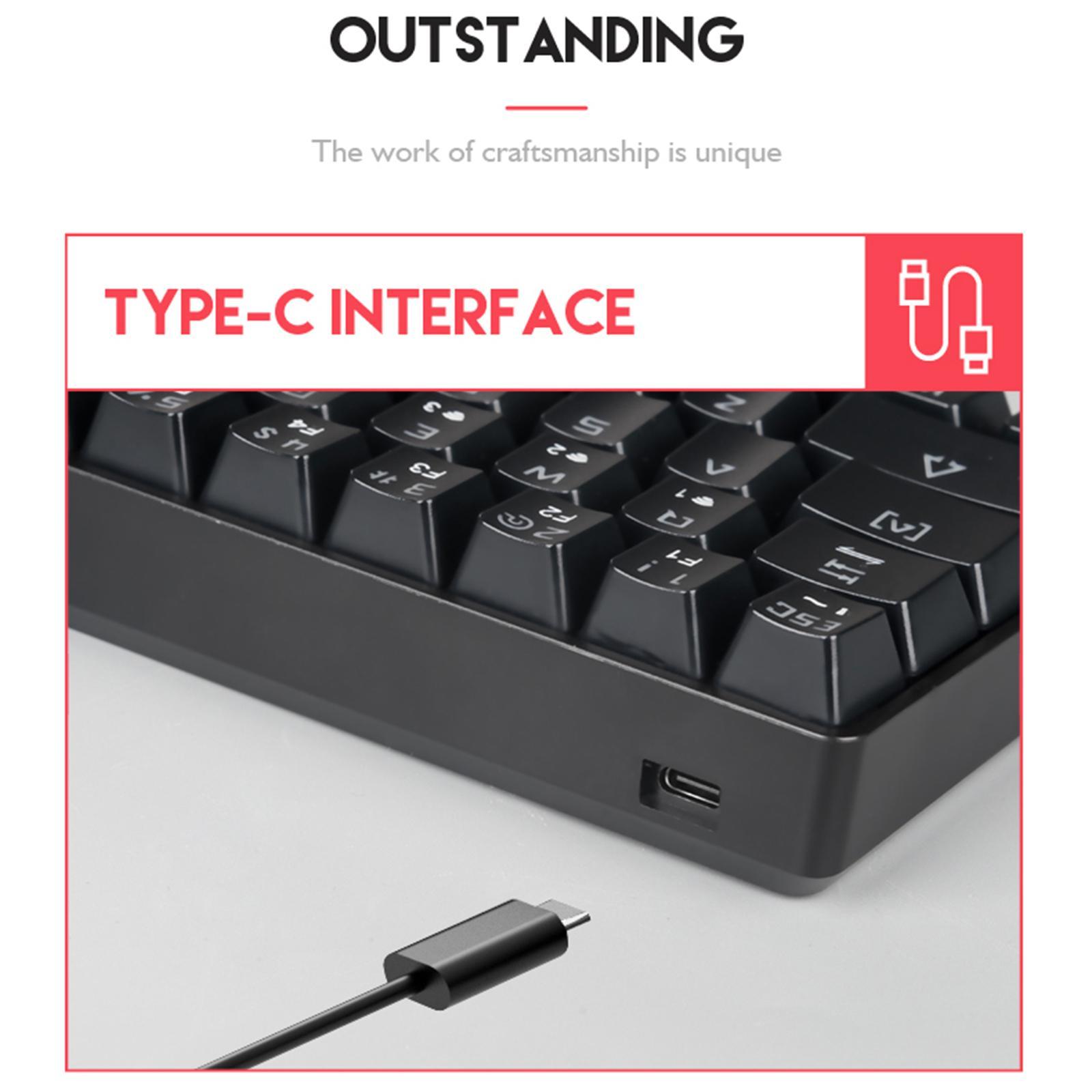 61 Keys Gaming Mechanical Keyboard Wired & Wireless LED Backlit Black
