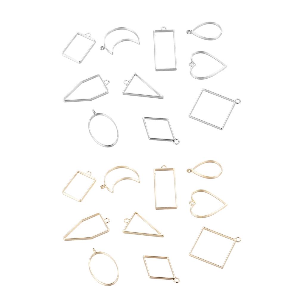 10x Geometric Hollow Charms Pendants Hanging Necklace DIY Jewelry Making