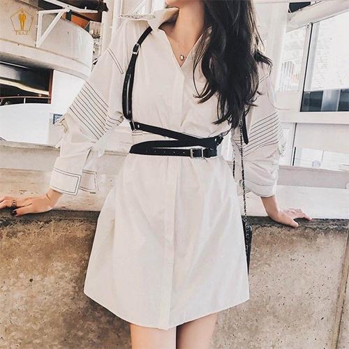Dây đai giả da TRAZ với vòng chữ O thời trang sành điệu dành cho nữ