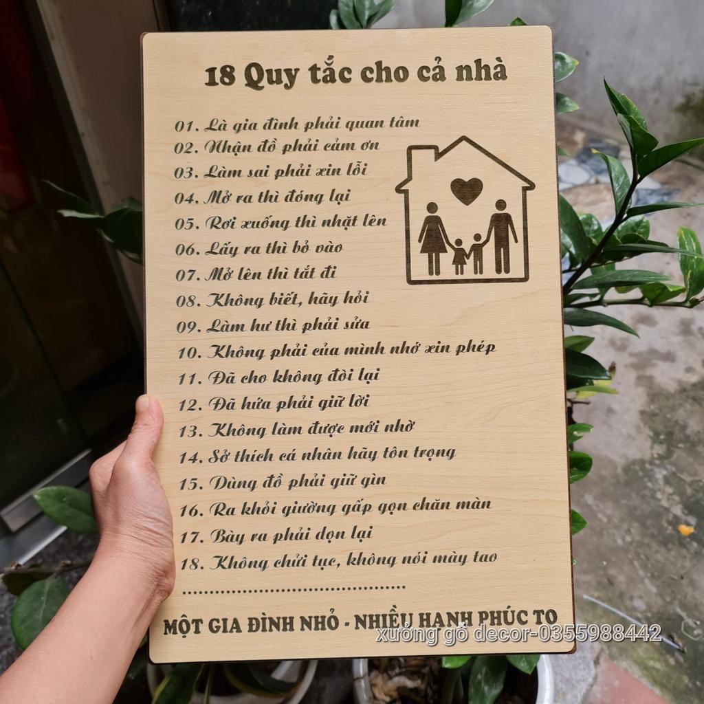 Bảng Gỗ Quy Tắc Gia Đình, Tranh Treo Tường Gia đình, Những Quy Tắc Để Con Có Cuộc Sống Hạnh Phúc