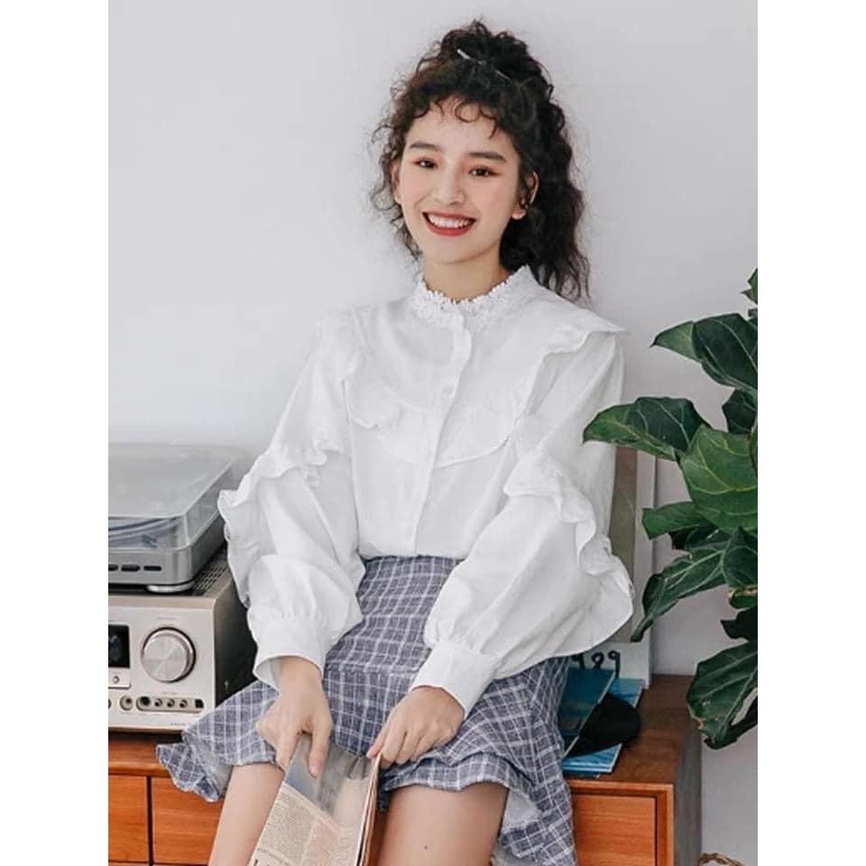 Áo sơ mi vintage quảng châu ren tiểu thư