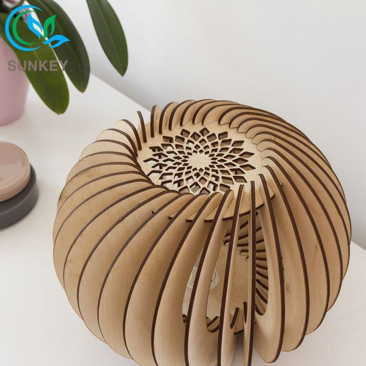 Đèn Để Bàn Trang Trí Gỗ Trùm Tròn - Đường Kính 32cm