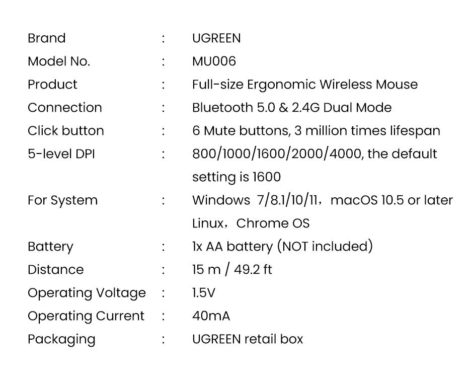 Hình ảnh Ugreen UG15508MU006TK 4000DPI 6 nút điều chỉnh kiểu dáng Công thái học Màu Xanh Chuột bluetooth + 2.4ghz không dây Không kèm Pin AA - HÀNG CHÍNH HÃNG