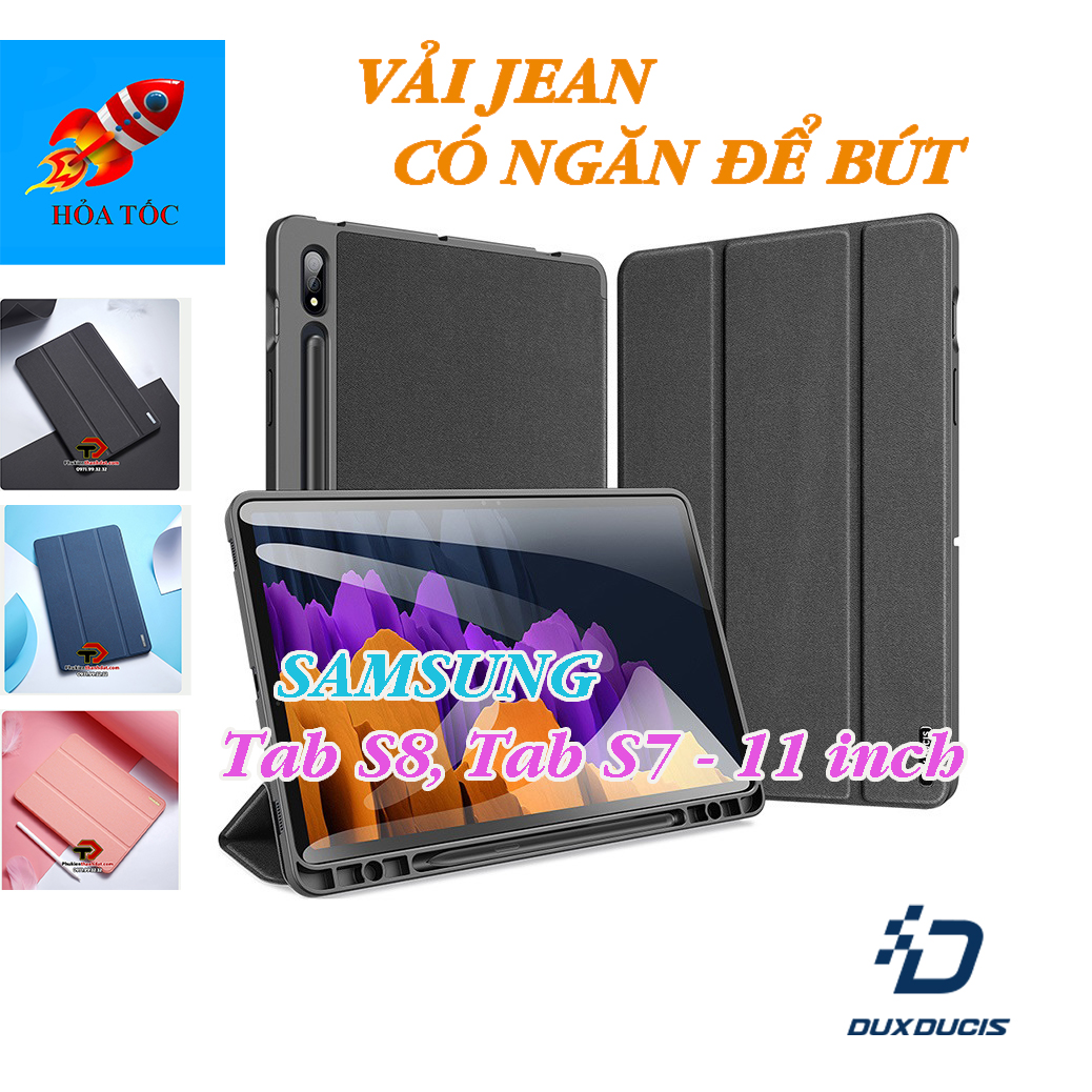 Bao Da Chống Sốc Cho Samsung Galaxy Tab S8 Có Ngăn Đựng Bút - Hàng Chính Hãng - Đen