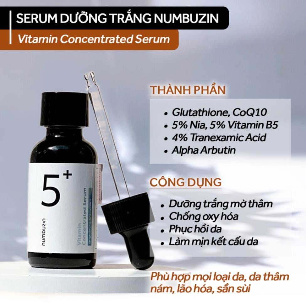 Serum Numbuzin no 5 Sáng Da Mờ Thâm Nám Numbuzin Vitamin Concentrated - Serum Dưỡng Ẩm Giúp Da Trẻ Hóa