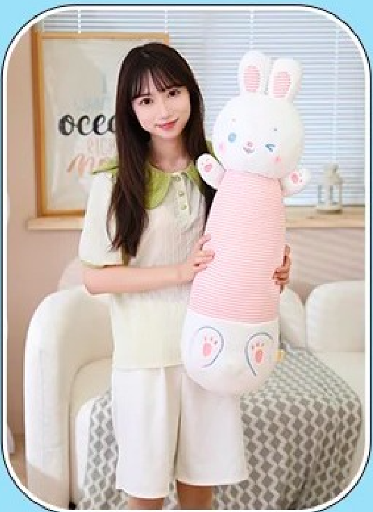 Thú nhồi bông thỏ biểu cảm nháy mắt đáng yêu - Size từ 95cm đến 1m1 - Quà tặng gấu bông thỏ trắng lông mịn làm gối ôm cho bé