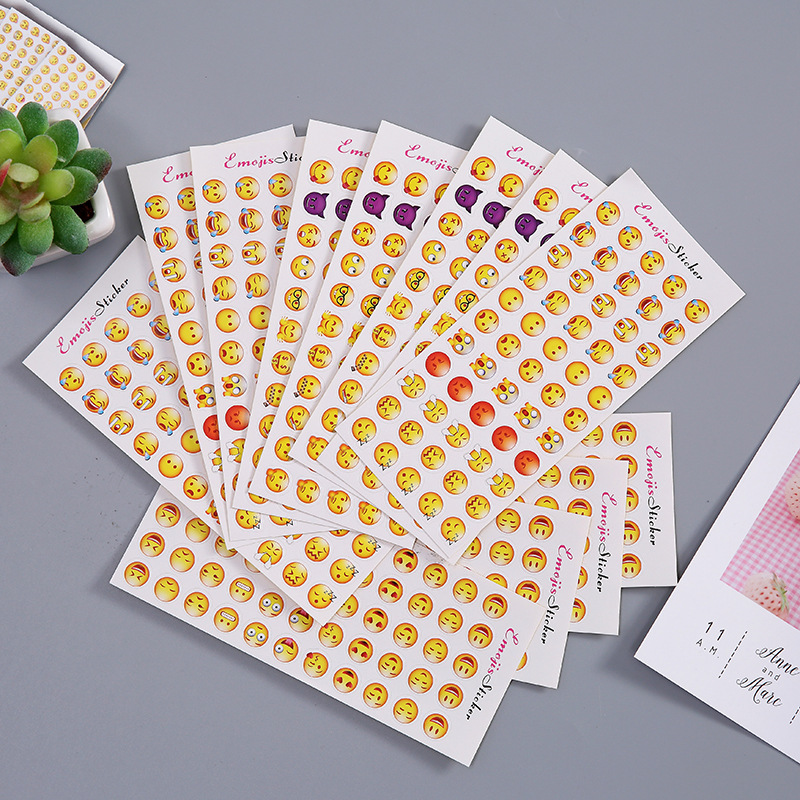 Sticker, hình dán Emoji đầy đủ cảm xúc trang trí set 12 tờ