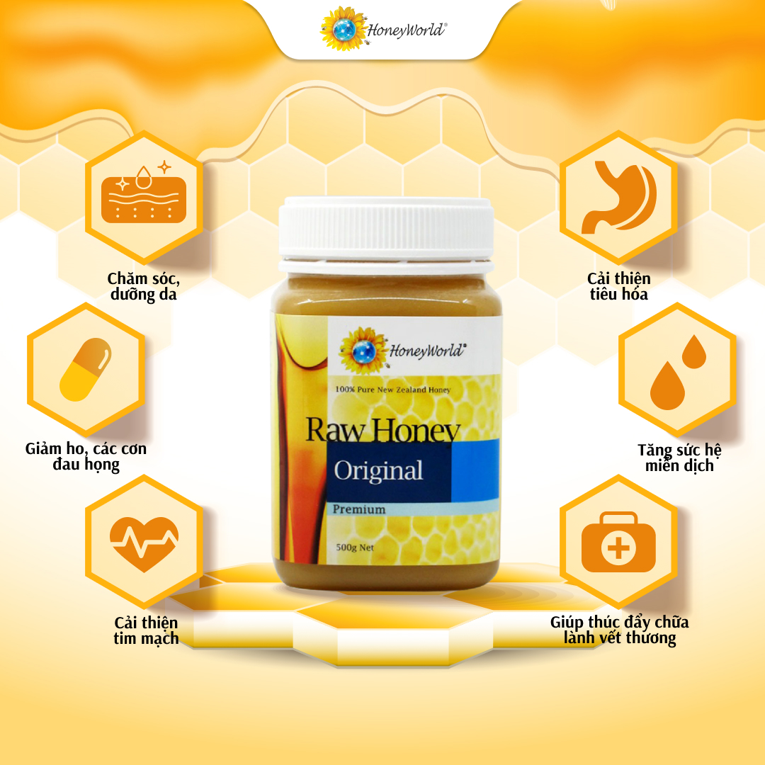 [Voucher 70k] Mật Ong Raw Honey Cao Cấp 500g 100% Nguyên Chất Vị Ngon Thuần Túy Từ New Zealand 500g