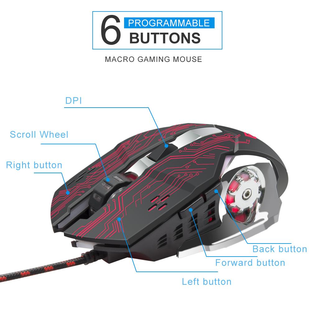 Giá Rẻ Nhất Esports Chuột Chơi Game 2400DPI USB Có Dây Bện Cáp 6 Nút RGB Quang Game Chuột Chơi Game Chơi Game máy Tính