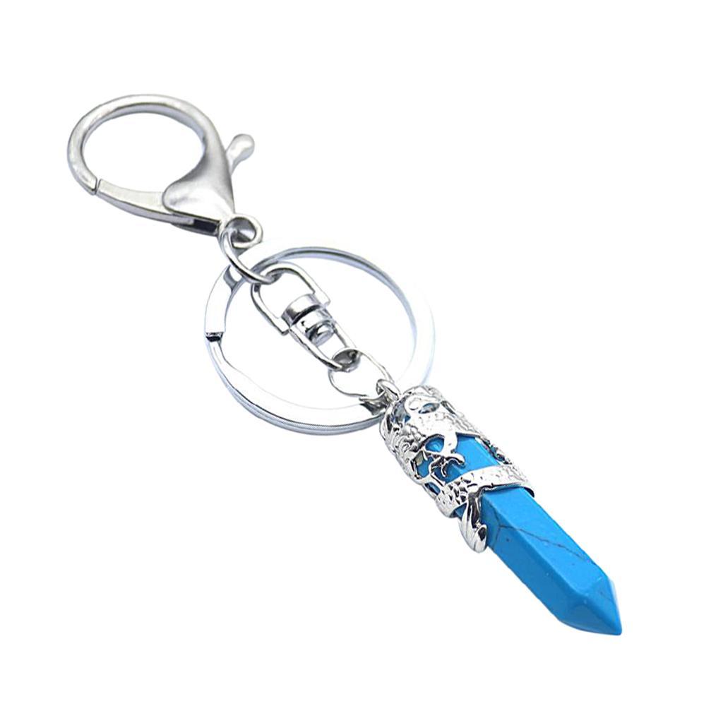 Fashion Hexagonal Dragon Crystal Quartz Keychain Key Chain