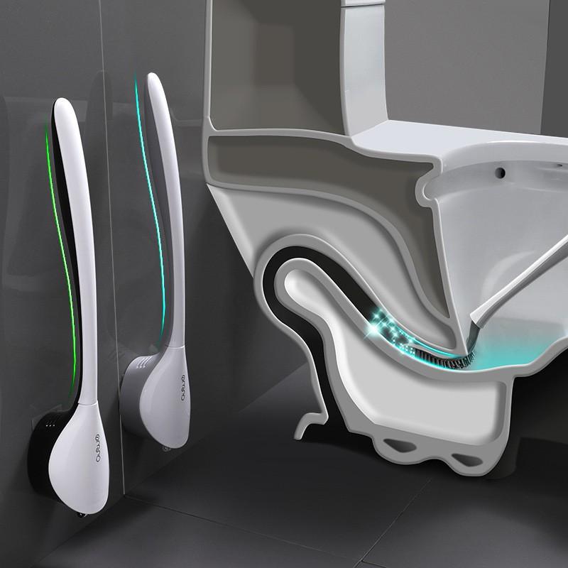 Cọ Vệ Sinh Bồn Cầu, Cọ Chà Toilet Bằng Silicon Dán Tường Tiện Ích