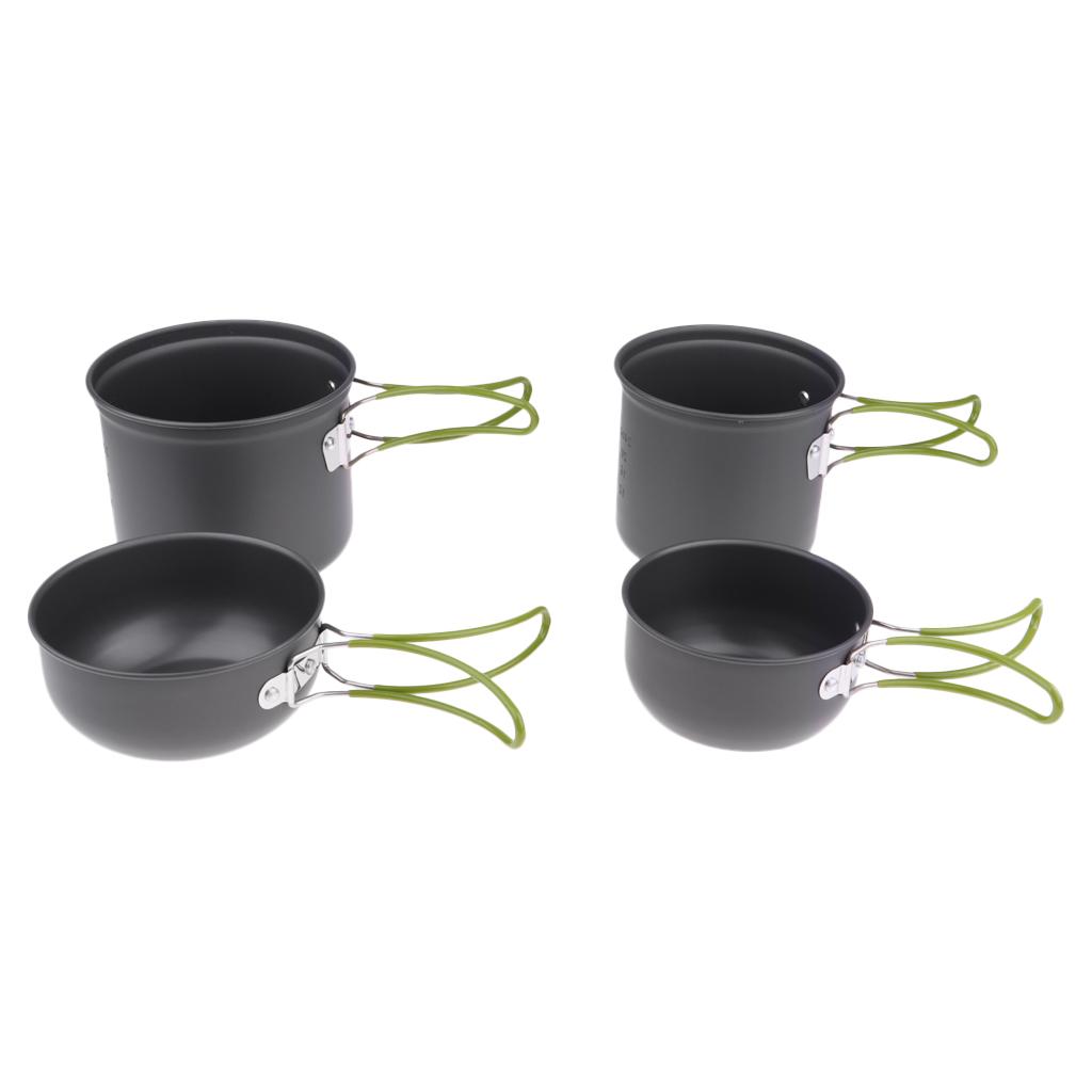Cookware Travel Outdoor Camping Cooking Picnic Hiking Bowl Pot Pan Set of 4