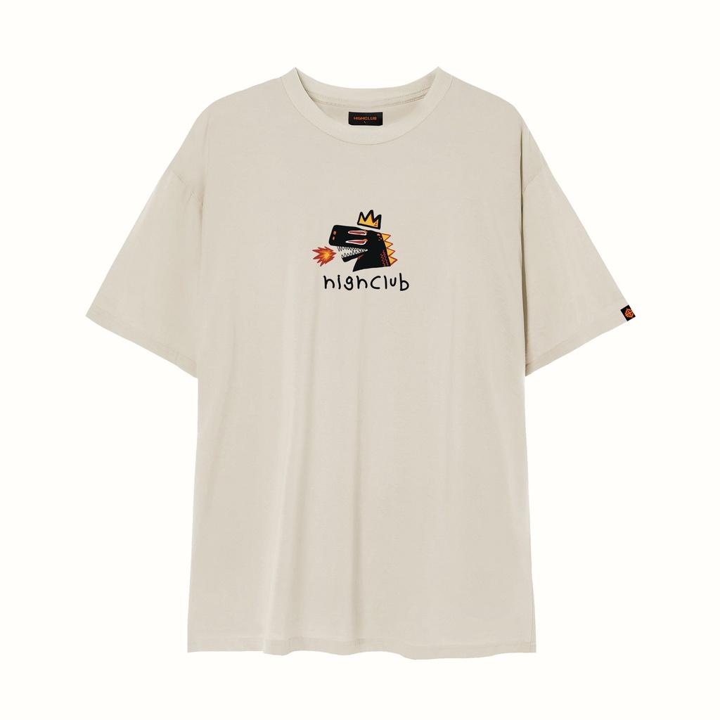 Áo Thun DINOSAUR Tay Lỡ Unisex Nam/Nữ Đen/Beige Cổ Tròn - HIGHCLUB