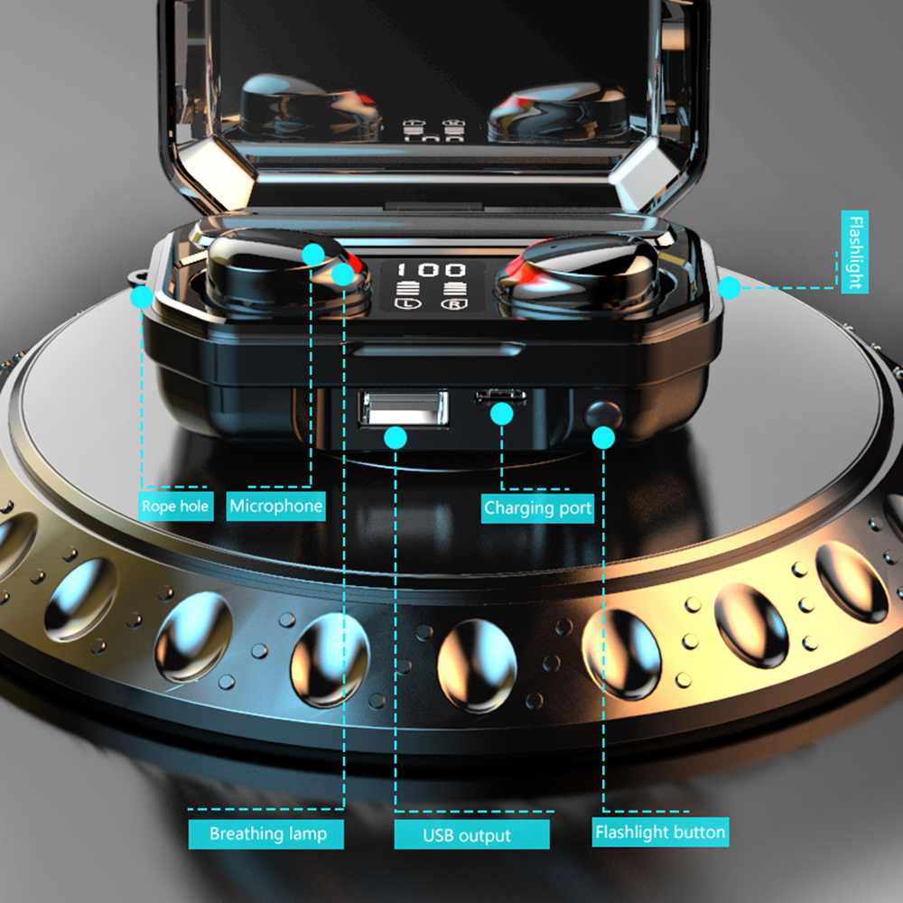 Tai Nghe Không Dây M15 TWS BT5.0 IPX7 Chống Thấm Nước Hộp Sạc 2000mah