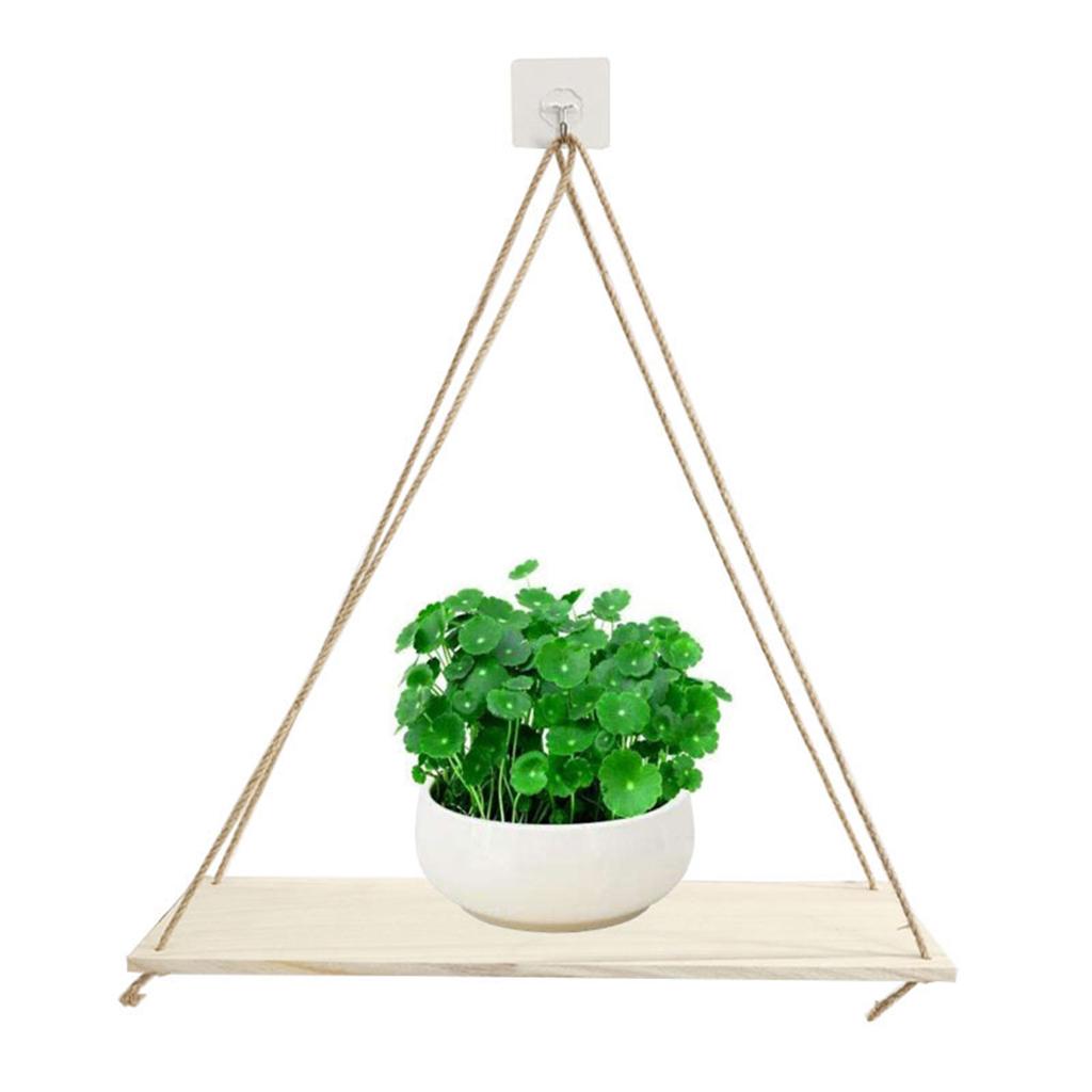 4pcs Decorative Wall Mounted Shelves Hanging Shelves w/ Rope Kitchen Decor
