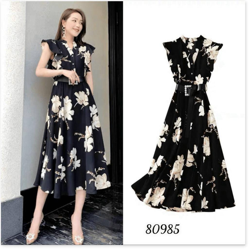 ĐẦM XÒE LỤA HOA KÈM DẬY LỤA HOA CỘT EO SIÊU ĐẸP DÀNH CHO CÁC QUÝ PHU NHÂN KHANH AN STORE