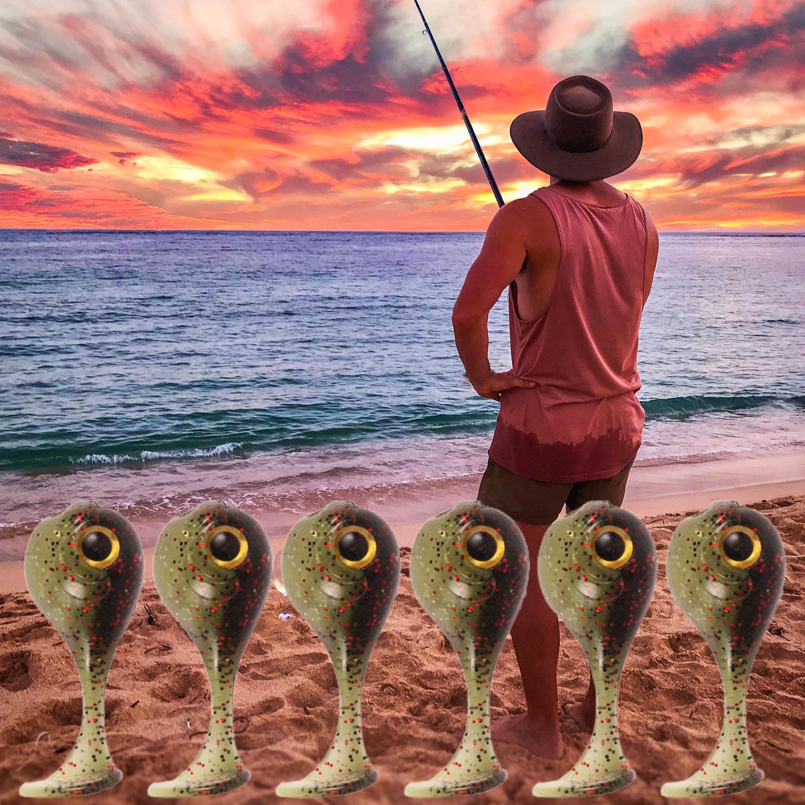 Bionic Fishing Lures T-Tail Bait Crankbait 6 Pieces for Sea Fishing Fishing Tackle