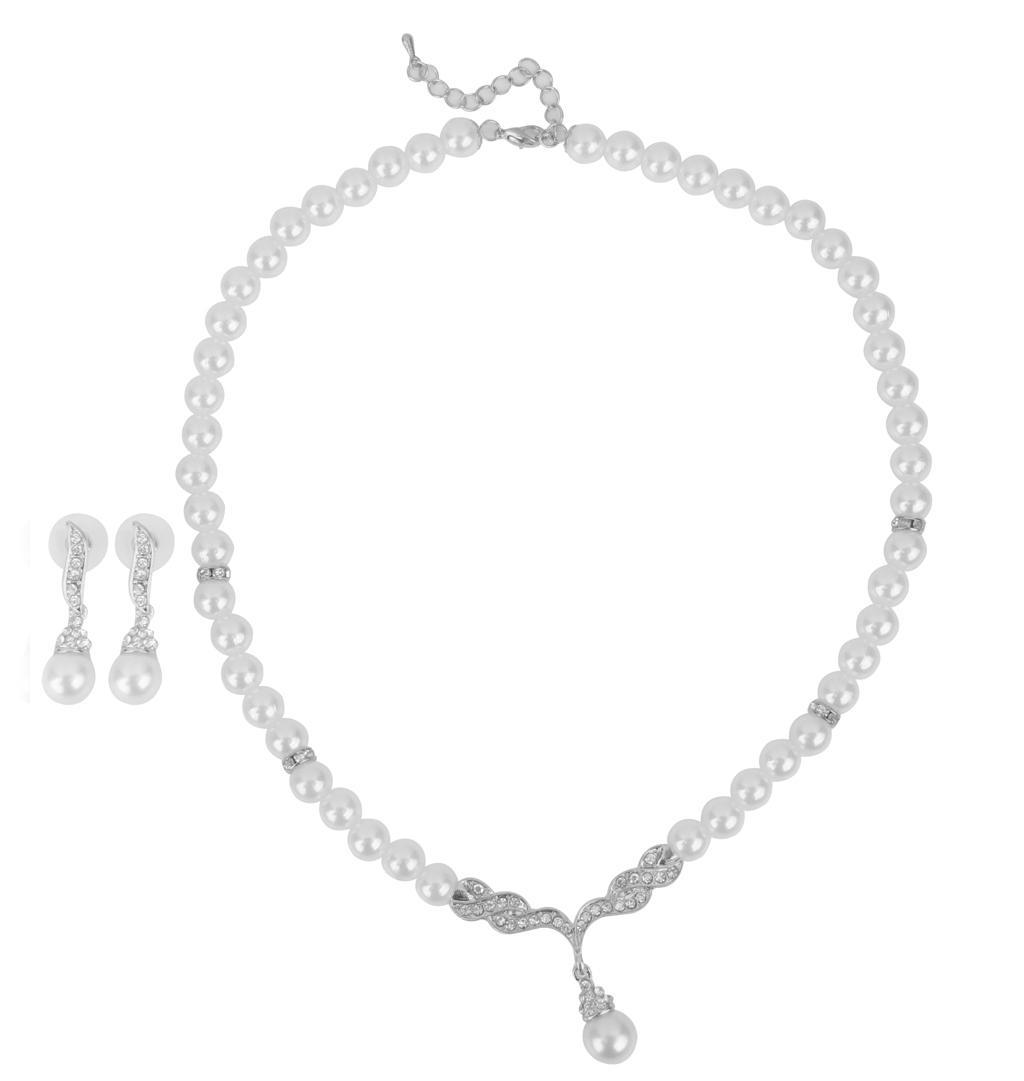 2 Sets Fashion Women Jewelry Set Pearl Necklace+Earrings For Bridal Wedding