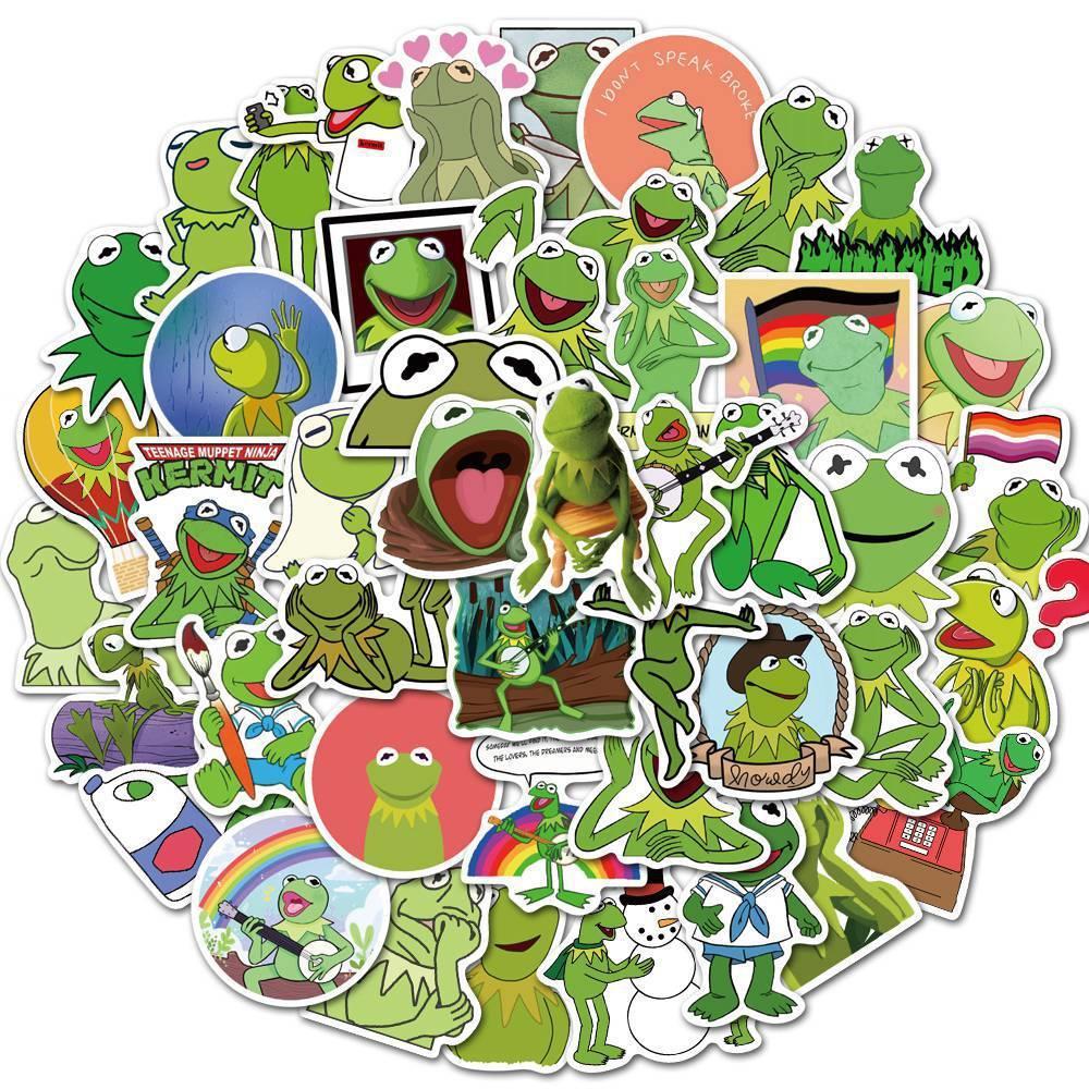 Sticker ếch kermit hoạt hình cute trang trí mũ bảo hiểm,guitar,ukulele,điện thoại,sổ tay,laptop-mẫu S57