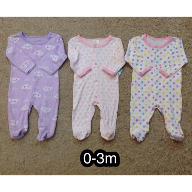 Set 3 body cotton bé gái hàng xuất (0-3m)