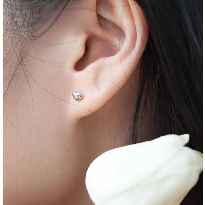 Khuyên Tai Bạc Blue Peach Tim Nhỏ KT315
