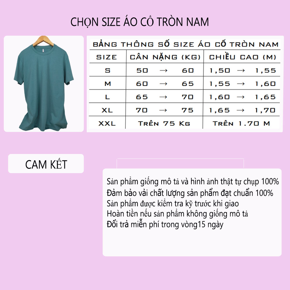 Hình ảnh Áo thun nam màu xanh đá chất liệu 100% cotton dày dặn co giãn tay ngắn