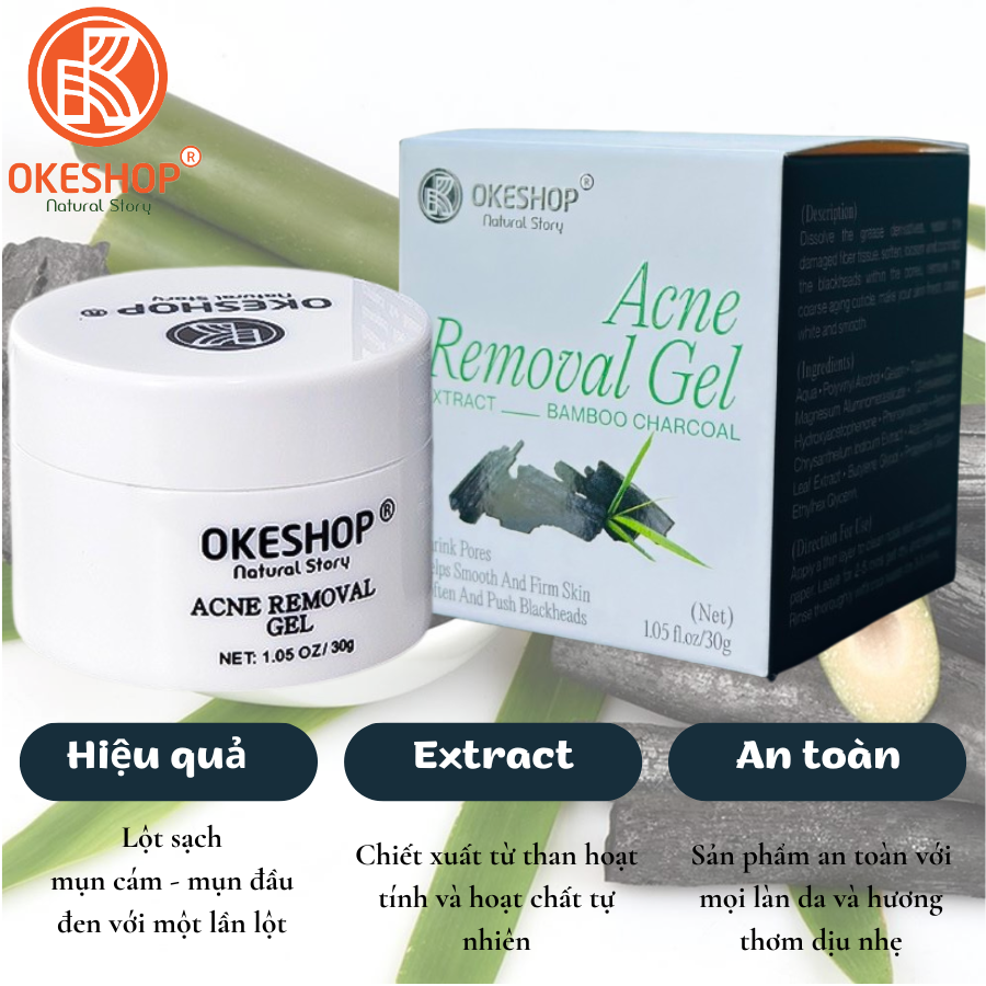 Gel Lột Mụn Than Tre Hoạt Tính OKESHOP 30ml - Giải Pháp Loại Bỏ Mụn Đầu Đen - Mụn Cám - Bạ Nhờn - Làm Sạch Sâu Và Thu Nhỏ Lỗ Chân Lông