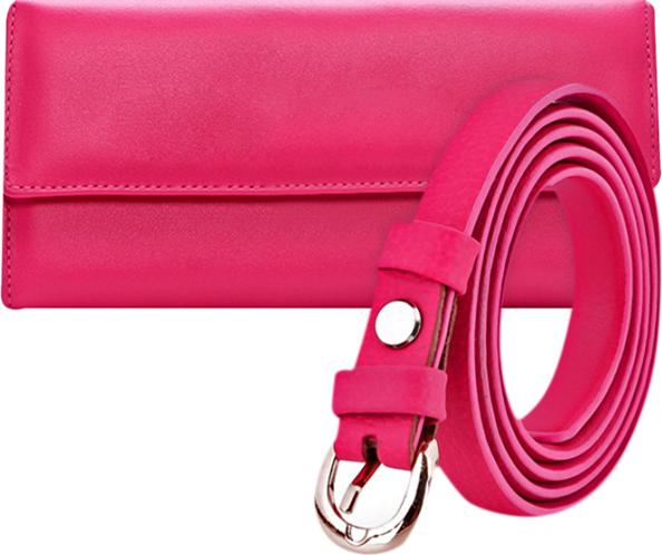 Combo Ví Và Thắt Lưng Nữ Huy Hoàng HT3128-HT5132 (22.5 x 11.5 cm) - Hồng