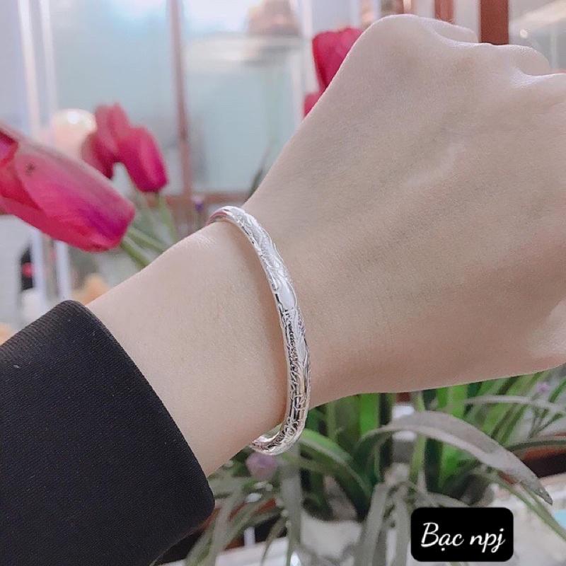 Lắc tay trạm hoa văn , dễ đeo. Vòng tay nữ Bạc Ta - Bạc npj