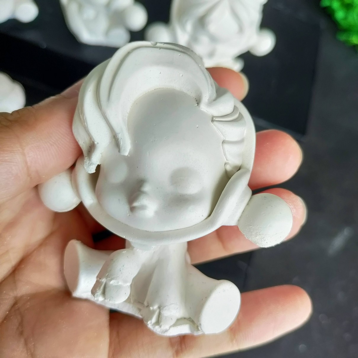 Tượng tô màu, SET 5 MẨU  SKULLPANDA 3D, size S, tượng thạch cao Trắng Đẹp Mịn