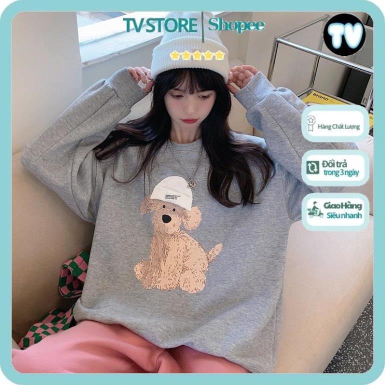 Áo Nỉ Nữ TVSTORE Áo sweater cổ tròn in họa tiết xinh xắn dành cho nữ Dày Ấm Nhiều Màu