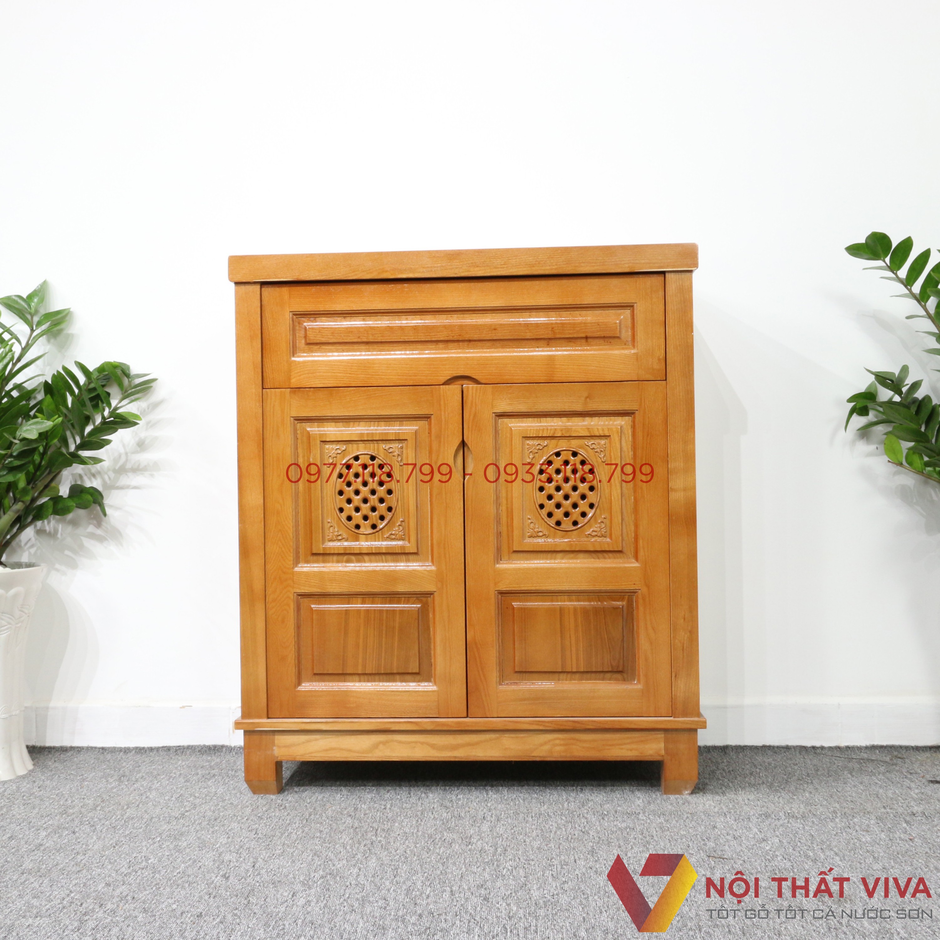 Tủ Giày Dép Gỗ Sồi 2 Cánh Đẹp Giá Rẻ