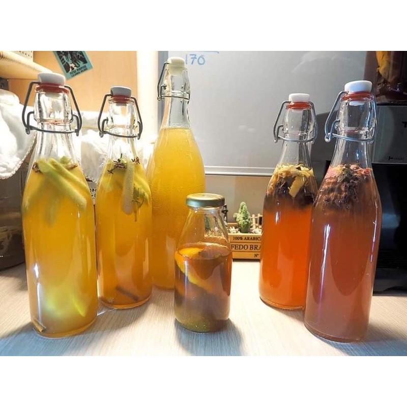 Chai thuỷ tinh nắp gài 1 lít chuyên làm lên men F2 cho kombucha, water Kefir